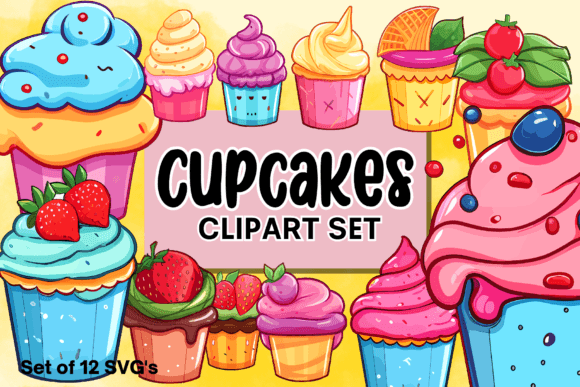 Cupcake Clipart Set: Graphics & Illustrations for Branding