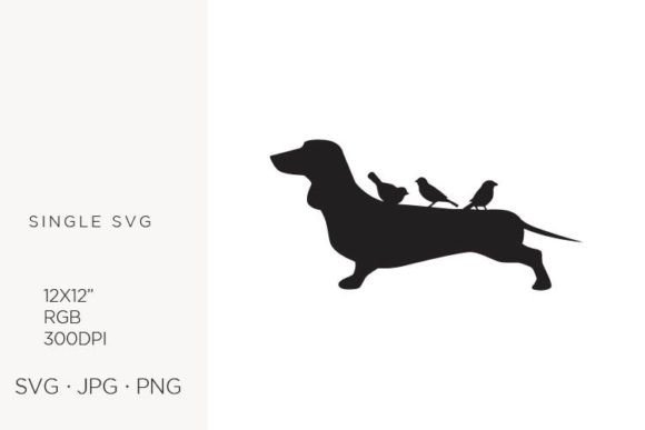 Dachshund Dog and Sparrows Logo: Illustrations & Graphics