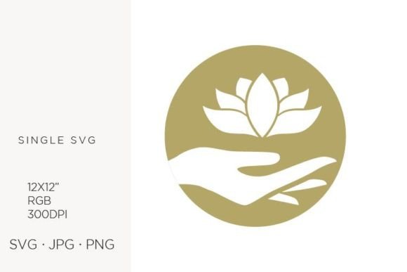 Female Hand Holding Lotus Flower: Graphics & Illustrations