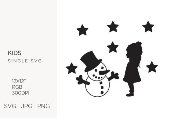 Girl in Winter Cloth and Snowman Graphics
