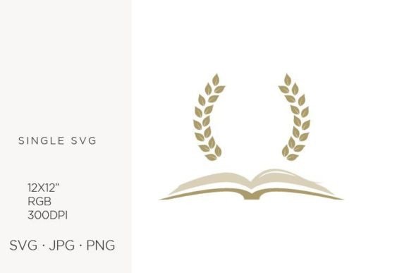 Gold Laurel Leaves & Open Book Graphics