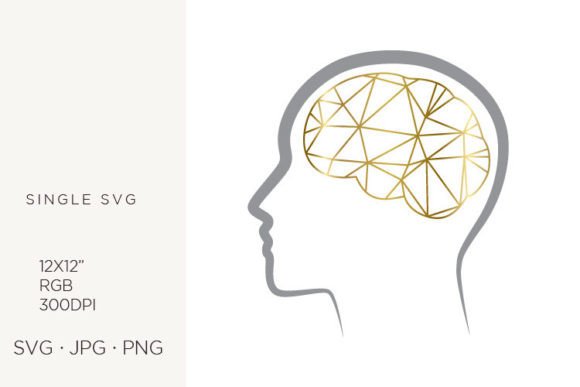 Golden Lines Inside Human Brain: Graphics & Illustrations