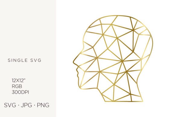 Golden Lines Inside Human Head: Graphics & Illustrations