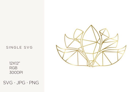 Golden Lines Inside Lotus Flower: Graphics & Illustrations