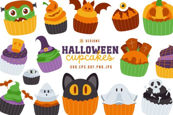 Halloween Cupcakes Bundle: Graphics & Illustrations for Sellers