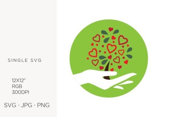 Hand Holding Love Tree Graphics & Illustrations