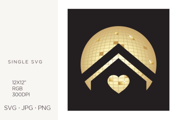 House with Heart and Disco Ball Graphics