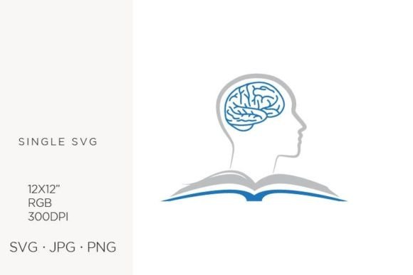 Human Brain and Open Book Graphics & Illustrations