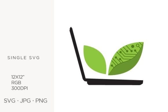 Leaves and Laptop, Vector: Graphics & Illustrations for Real Publishing