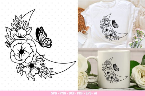 Moon Floral SVG: Elegant Graphics & Illustrations