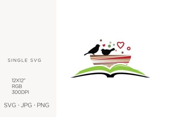 Open Book and Birds Nest: Graphics & Illustrations