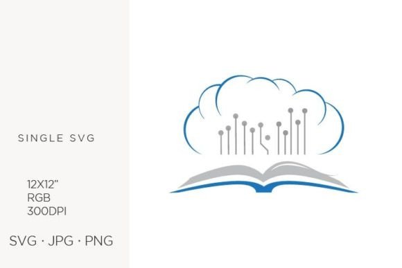 Open Book, Circuit Board & Blue Cloud Graphics