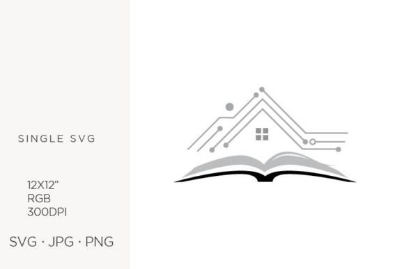 Open Book, Circuit Board House Graphics & Illustrations