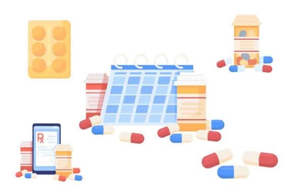 Pills and Drugs Semi Flat Color Vector O Graphics