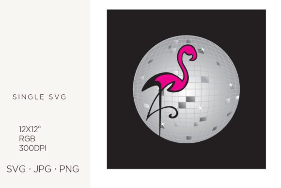 Pink Flamingo and Disco Ball Graphics & Illustrations