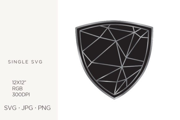 Silver Lines Inside Shield Shape Graphics & Illustrations