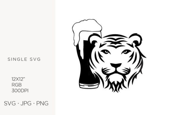 Tiger Glass of Beer Vector: Graphics & Illustrations for Real Publishing