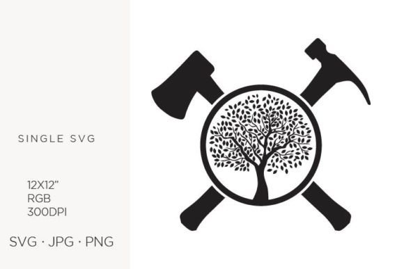 Tree with Crossed Axes and Hammer: Graphics & Illustrations Review
