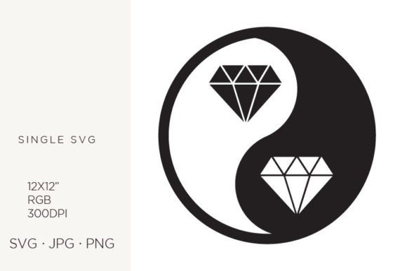 Yin Yang, Balance Symbol, Diamond Graphics & Illustrations