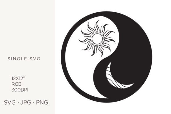 Yin Yang, Balance Symbol, Sun and Moon Graphics